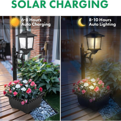 2 Pcs Solar Post Light With Planter