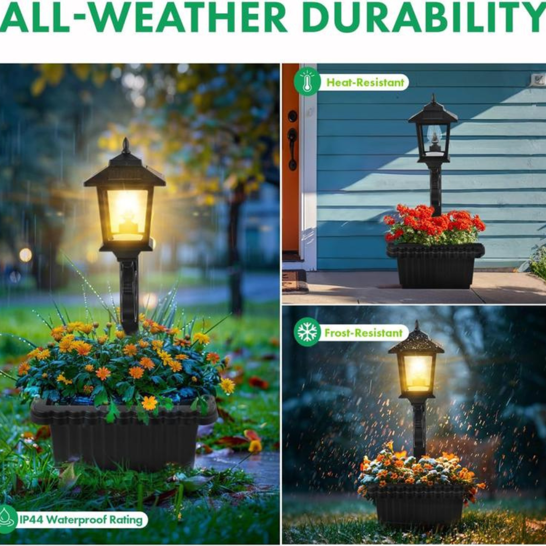 2 Pcs Solar Post Light With Planter