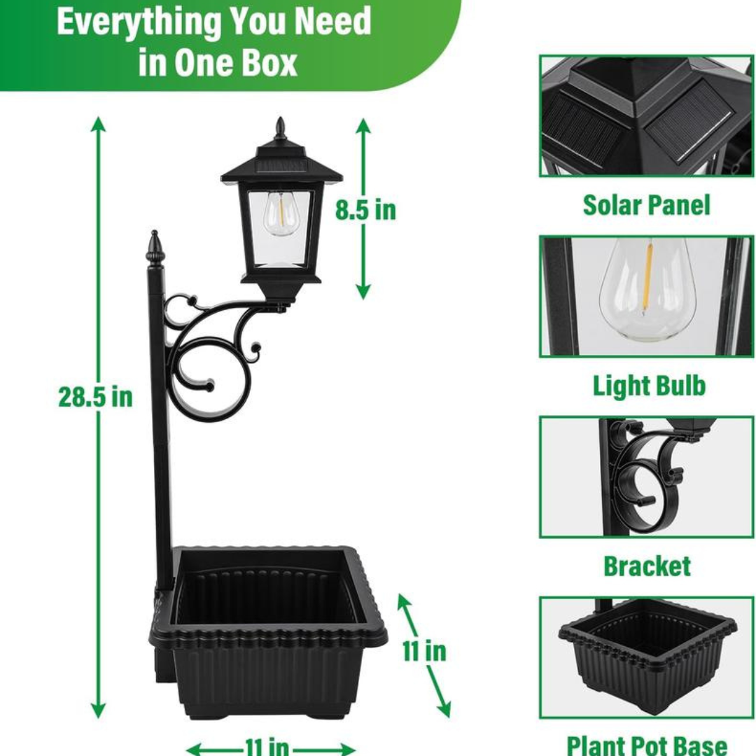2 Pcs Solar Post Light With Planter