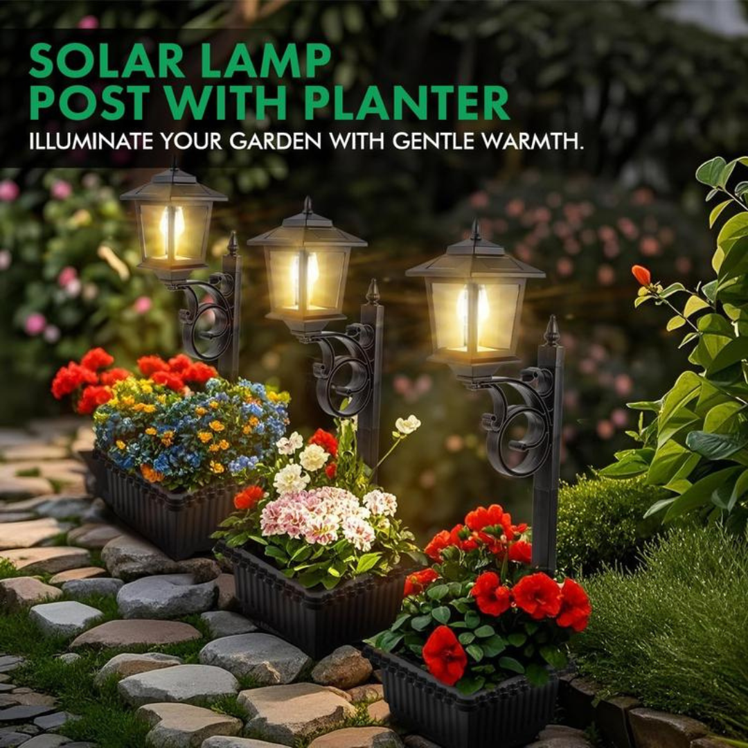 2 Pcs Solar Post Light With Planter