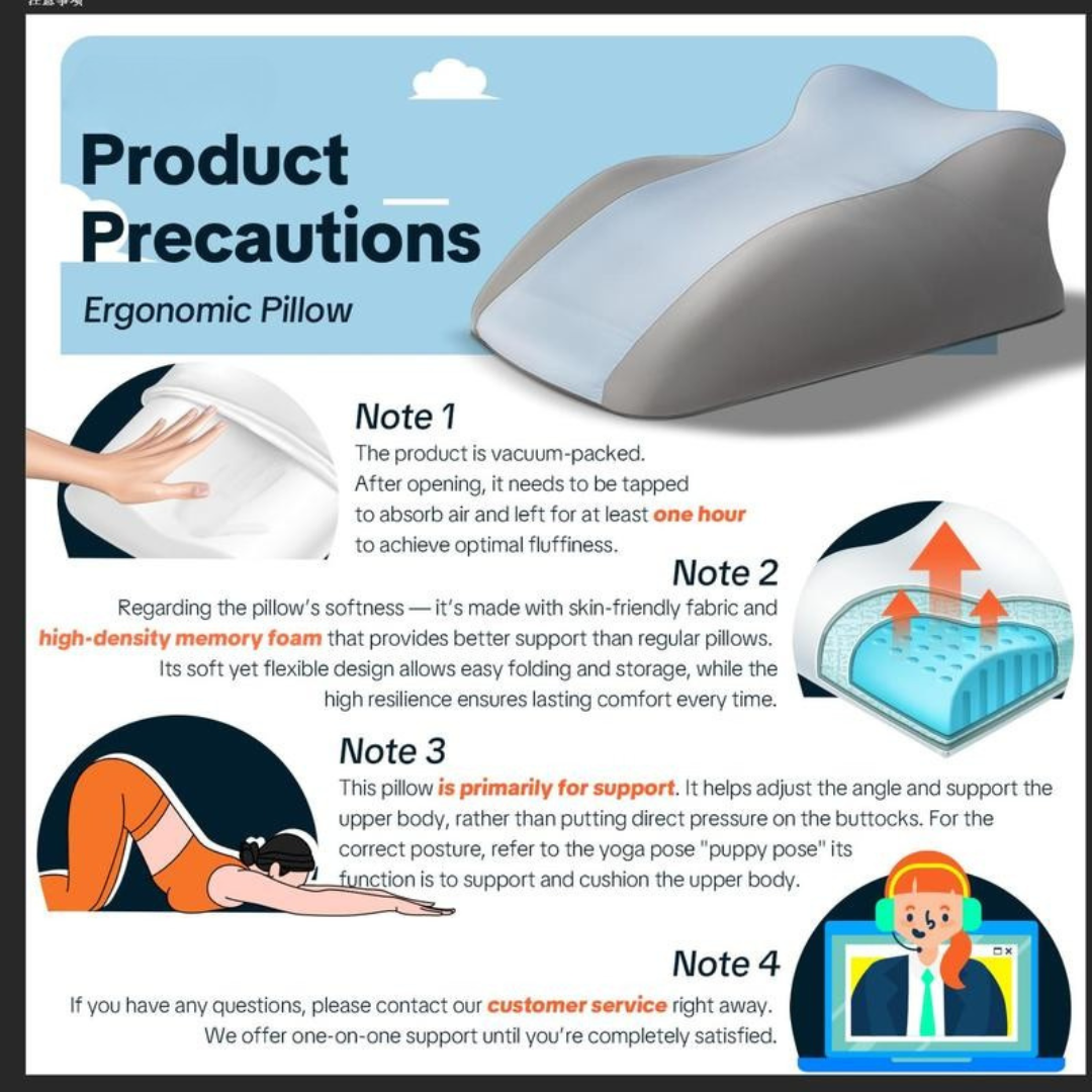 Ergonomic Memory Foam Pillow for Neck Back and Legs Support