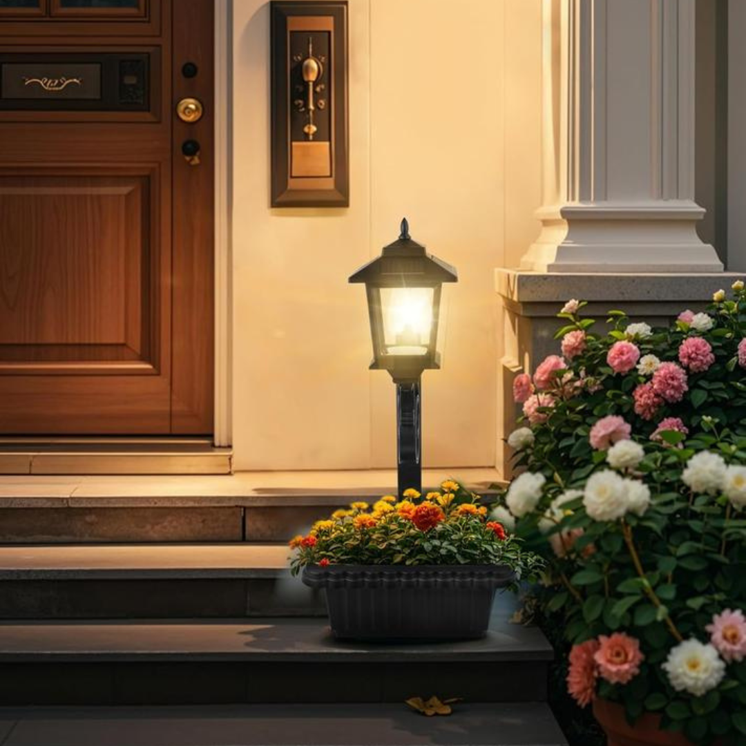 2 Pcs Solar Post Light With Planter
