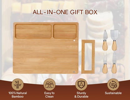 Bamboo Charcuterie Board and Knife Set