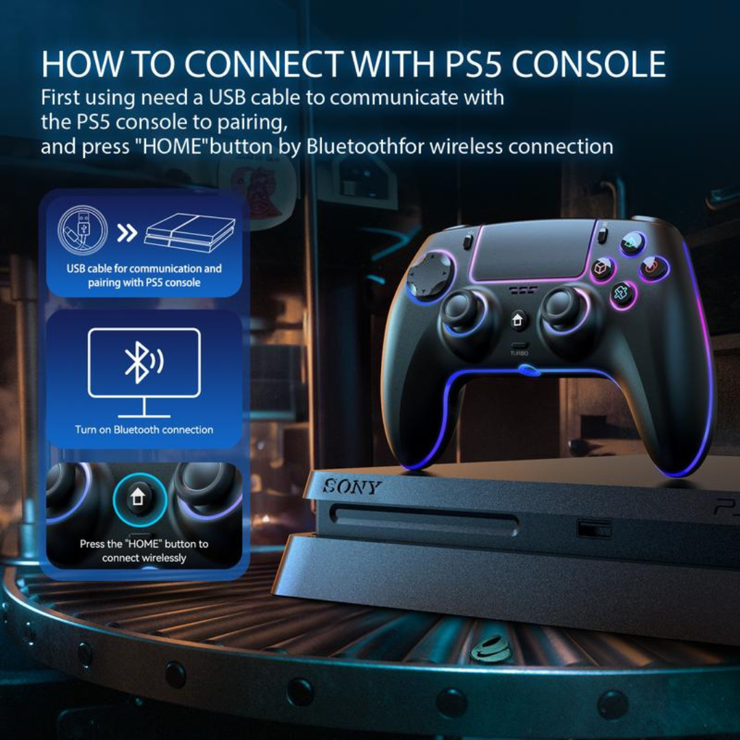 PS5 Pro Wireless Controller with 7 RGB Colors (1pc)