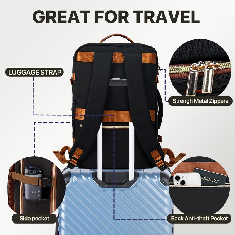Travel Backpack with 16 Pockets - 180° Laptop Compartment