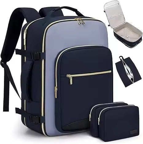 Travel Backpack with 16 Pockets - 180° Laptop Compartment