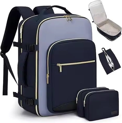 Travel Backpack with 16 Pockets - 180° Laptop Compartment