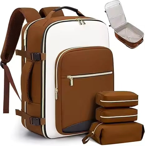 Travel Backpack with 16 Pockets - 180° Laptop Compartment