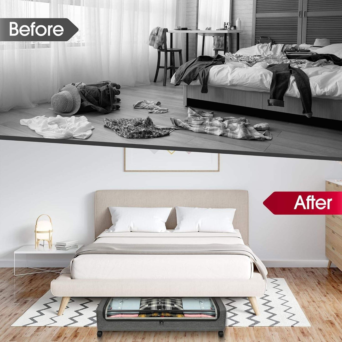 2-Pack Underbed Storage Boxes with Silent Wheels