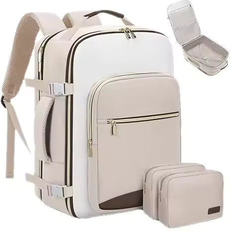 Travel Backpack with 16 Pockets - 180° Laptop Compartment