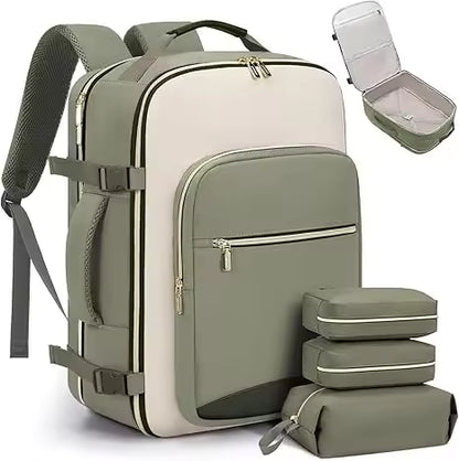 Travel Backpack with 16 Pockets - 180° Laptop Compartment