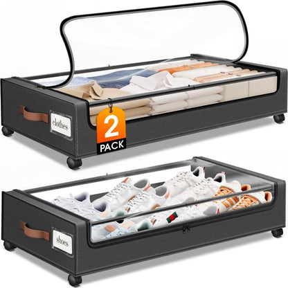 2-Pack Underbed Storage Boxes with Silent Wheels