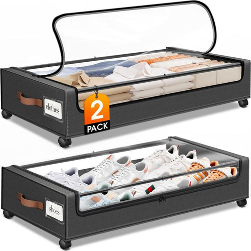 2-Pack Underbed Storage Boxes with Silent Wheels