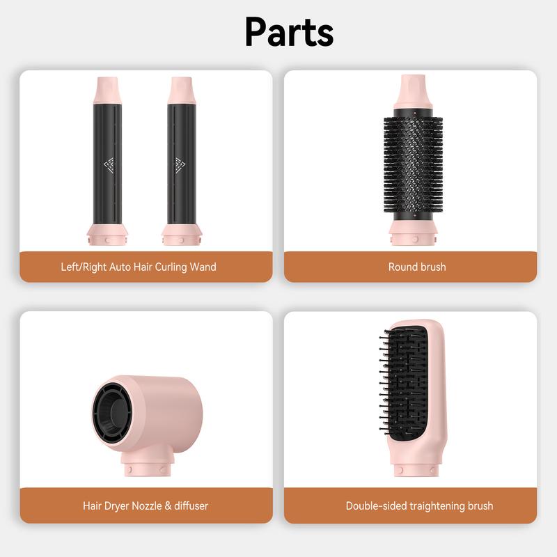 5-in-1 Hot Air Brush Gentle Styling Ultra-Lightweight Design Zero Heat Damage